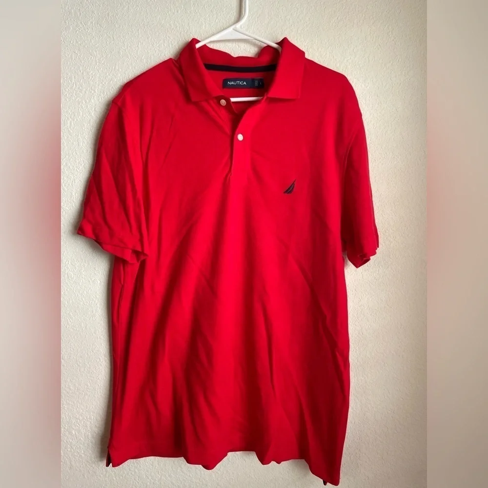 Nautica Vibrant Red Men's Polo Shirt 100% Cotton size L
